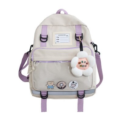 Koreaanse Stijl Canvas Kleine Mini Rugzak Voor Vrouwen Mode Rugzak Leisure Schooltas Tote Voor Tennage Meisje Schoudertas: white