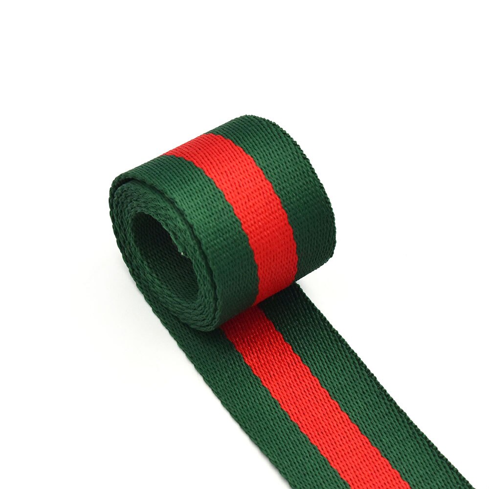 1 1/2" 1" Green Red Stripe Webbing Cotton Webbing Heavy Duty Ribbon for Bag handles Bag Camera Purse Strap Dog collar Sewing