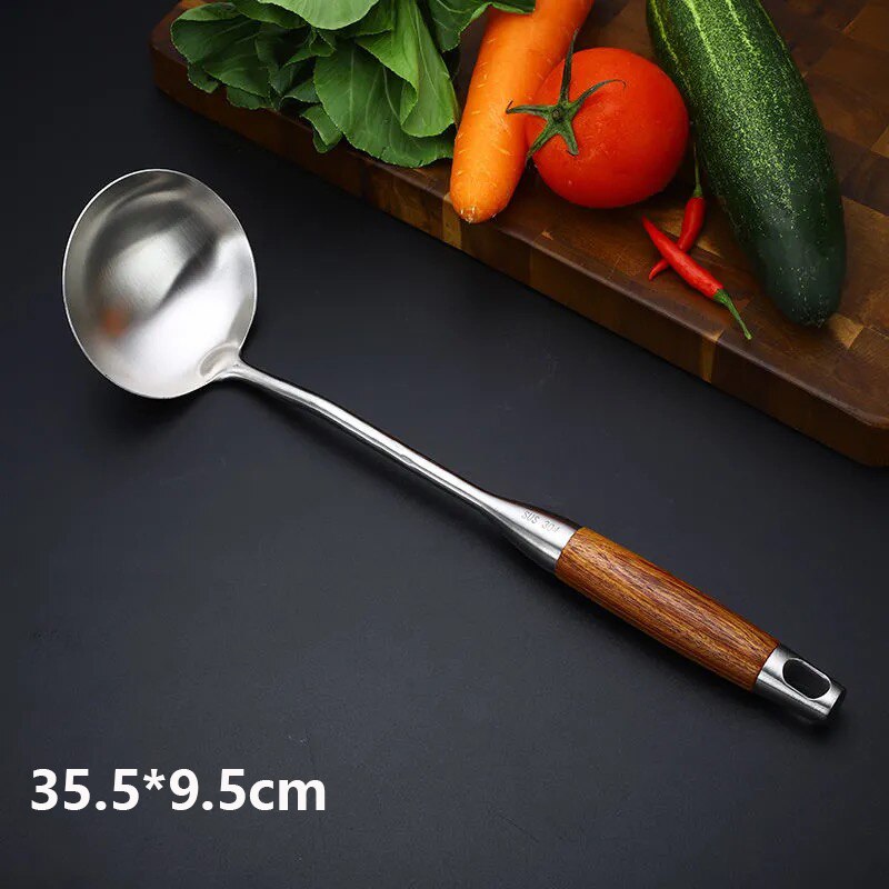 Rosewood Handle Wok Spatula Slotted Turner 304 Stainless Steel Utensil Set Kitchen Cooking Tools cocina utensilio: 2