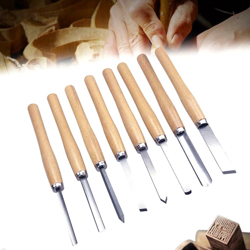 8/10/12pcs Gouge Lathe Chisel Woodworking Wood Tools Carving Turning Art Kit AC889