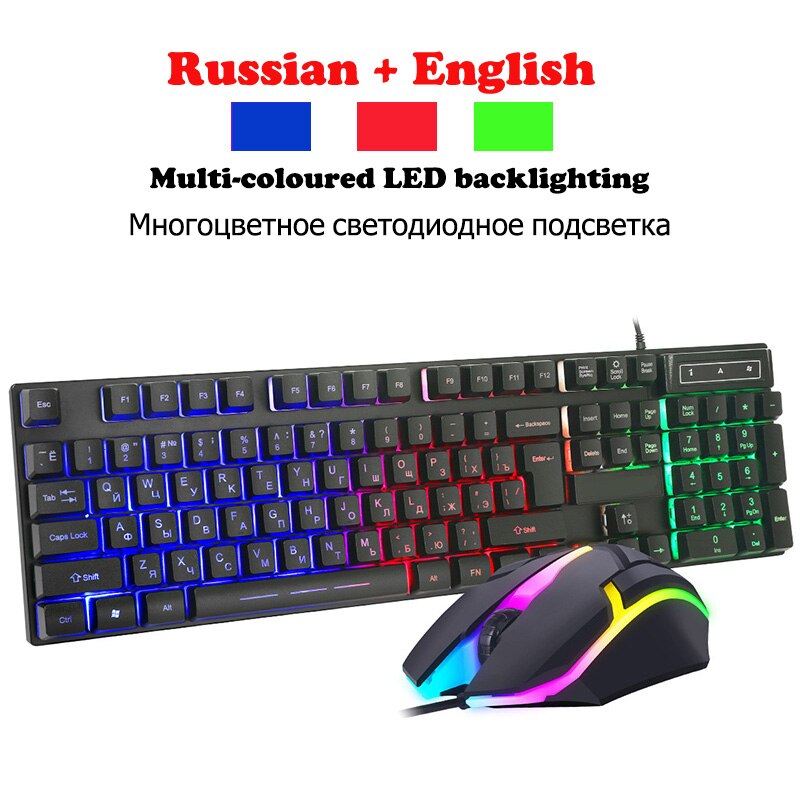 PC Gamer Gaming Keyboard Mouse For Computers Accessories Backlit Leds Russian Mechanical RGB Azerty Keyboard Kit Gamers Clavier: Default Title