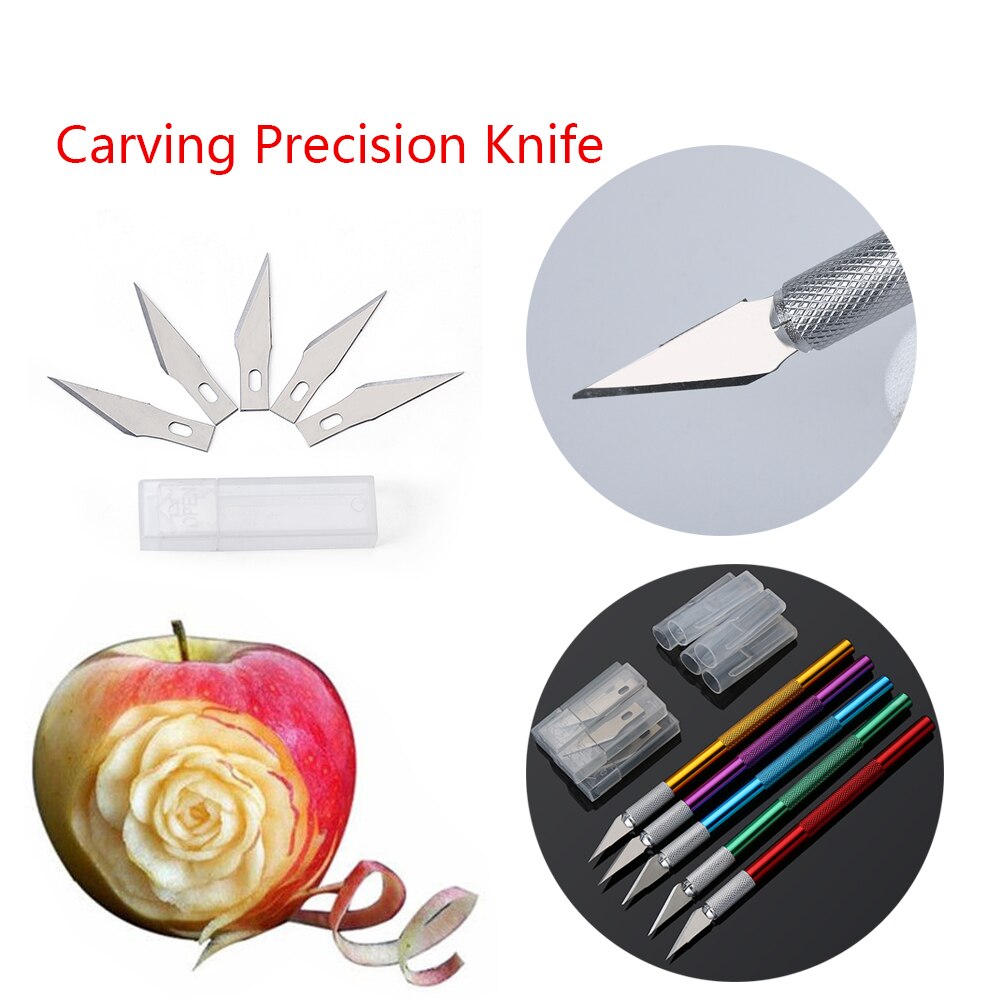 6Pcs Metal Handle Non-Slip Carving Knife Sharp Knife Edge Carving Pen Scalpel Engrave Pastry Cutting Model Making Baking Tool