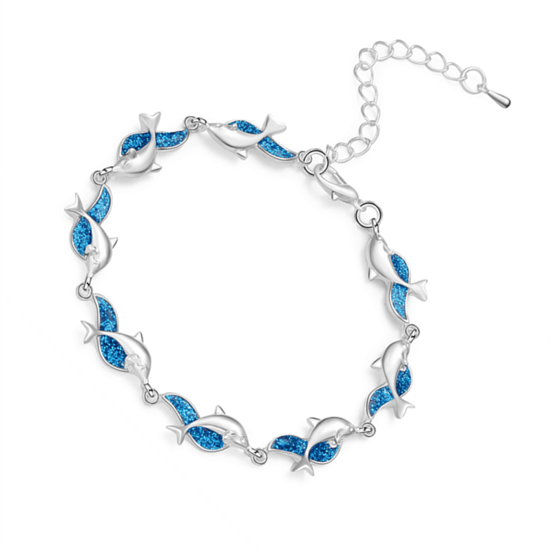 Zomerse stijl dolfijn blauwe vuuropaal zee armbanden voor vrouwen boho dieren armband strand oceaan sieraden bijoux femme