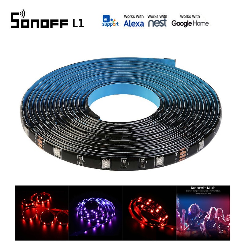Sonoff 5050RGB-2M/5M Led Strip Dimbare Flexiable Smart Kleurrijke Licht Strip Werken Met Sonoff L1 Controller Ondersteuning Alexa