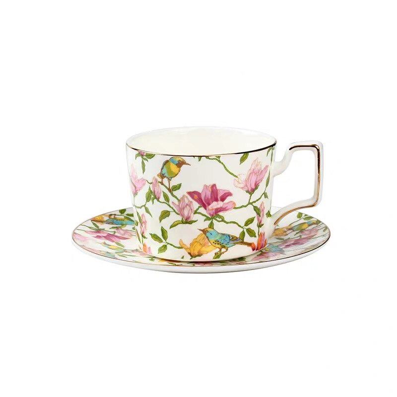 Tasse à café en céramique avec soucoupe, ensemble européen de thé rouge de grande capacité, de , pour eau et lait: WHITE