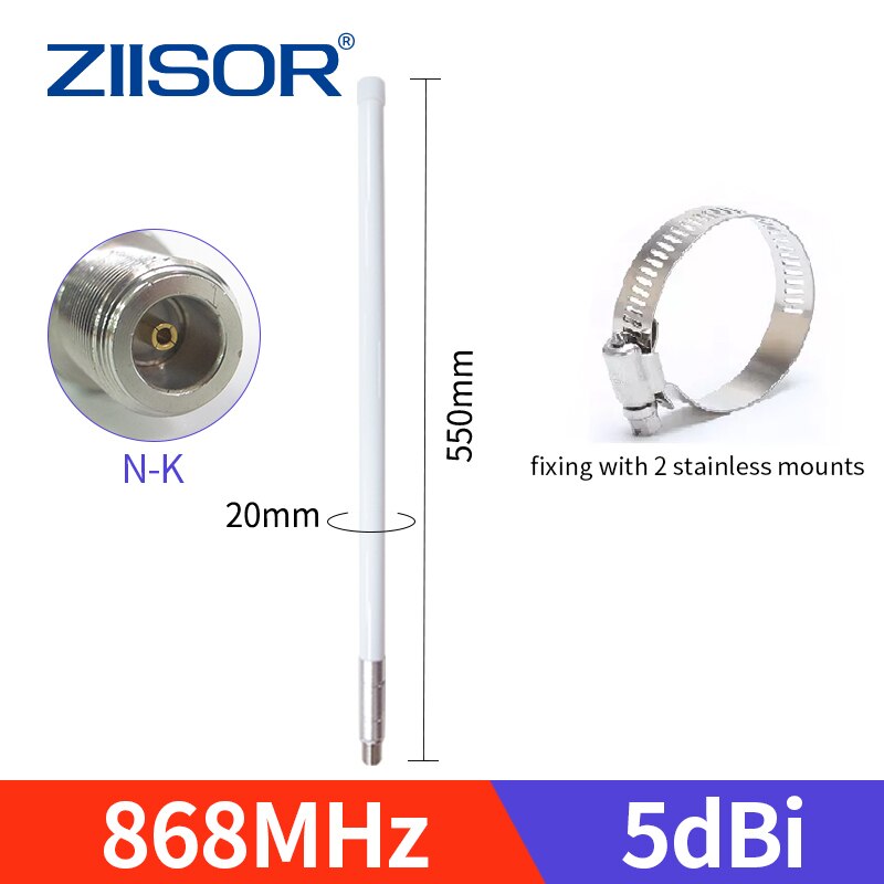 Helium Hotspot Miner Antenna 868 MHz for Outdoor 5dBi LoRa 868MHz N Female Antenna for Lorawan 868M Fiberglass with Cable 3D-FB: Antenna only