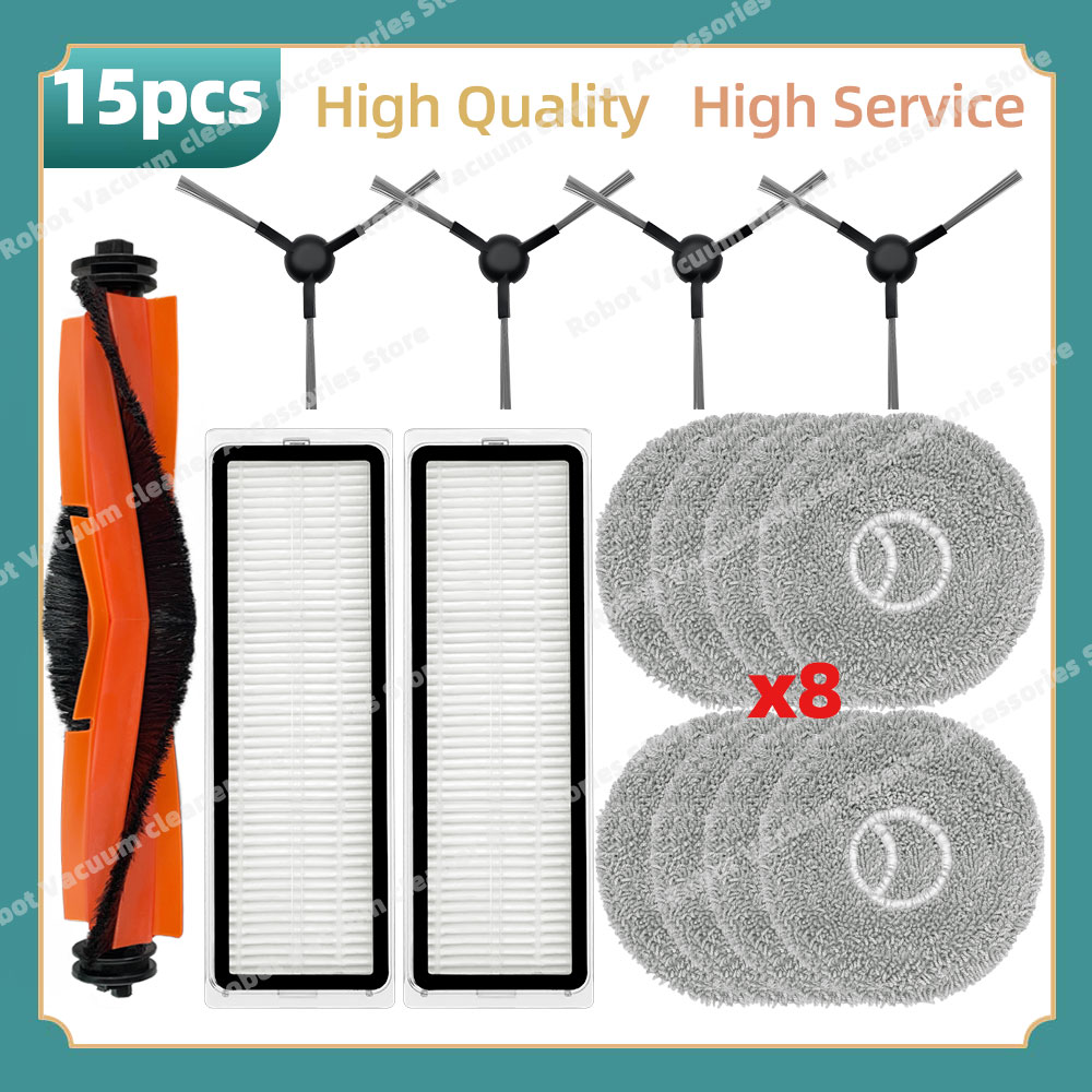 Geschikt voor Xiaomi Robotstofzuiger S10+ B105, S20+ / B108GL, Mop 2 Pro / B113CN, Mop 3S / B108CN Onderdelen Hoofdzijborstel Filter Mop Kit: Clear