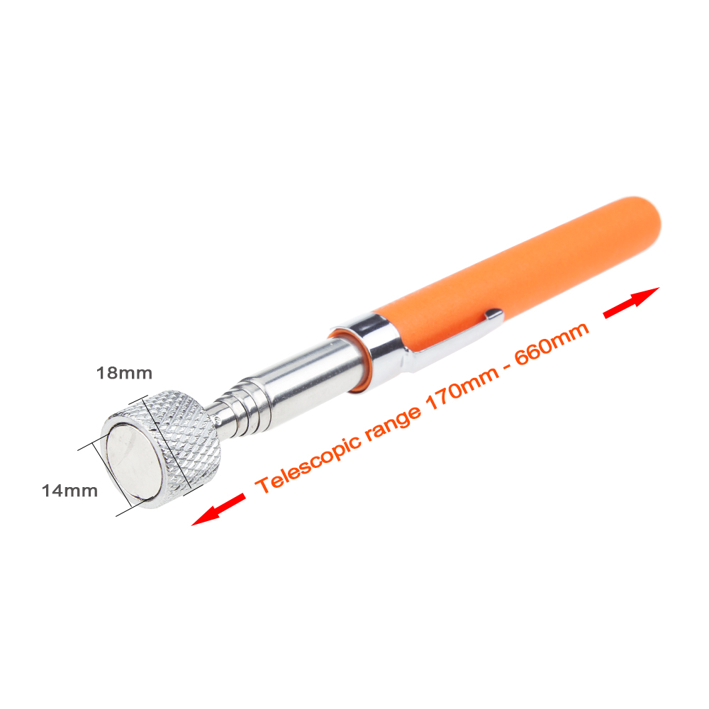 Mini Portable Telescopic Magnetic Magnet Pen Handy Tool Capacity For Picking Up Nut Bolt Extendable Pickup Rod Stick Hand Tools: 10LB Orange