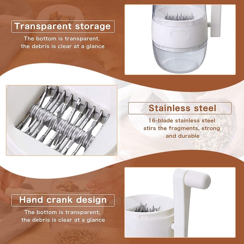 Nut Chopper Grinder Hand Crank for Nuts Walnut Pecans, Kitchen MultiChopper Shredder for Making Toppings