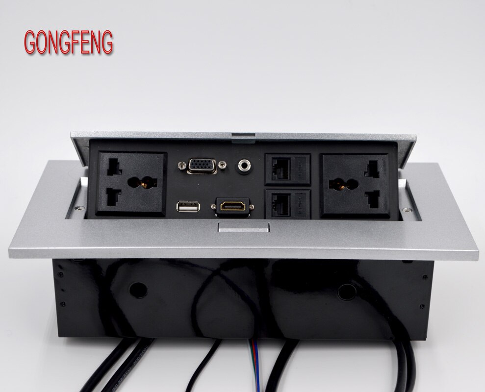 Special Multimedia Desktop Universal Power Jack HI Free Connection box office conference Table Socket Silvery