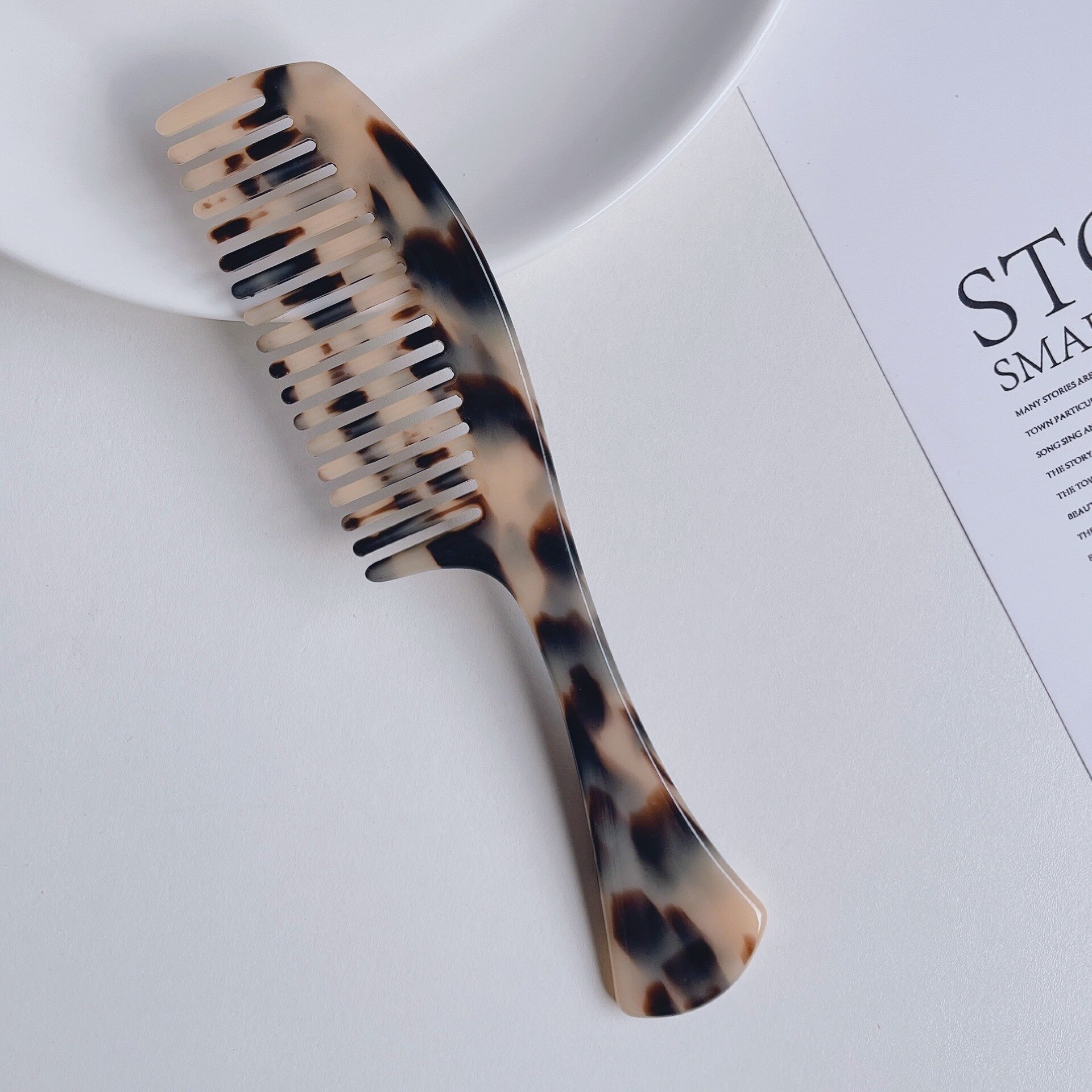 Peigne en acétate à double usage pour cheveux, accessoire de coiffure domestique rétro marbré, peigne antistatique à dents fermées: 9