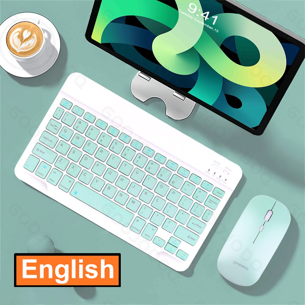 Korean Wireless Keyboard and Mouse Bluetooth Keyboard For iPad Pro 12 Tecaldo Bluetooth For Xiaomi Samsung iPad Keyboards: green