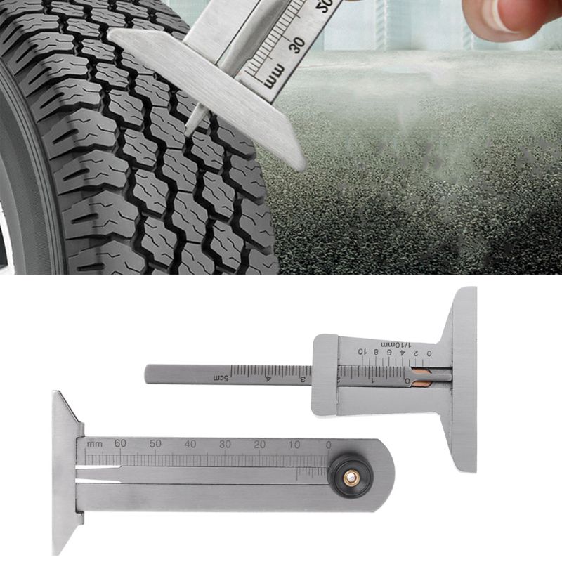 Calibrador de profundidad Vernier para neumáticos de coche, regla de acero inoxidable, herramienta de medición para Moto y camión, 0-60mm/0-50mm