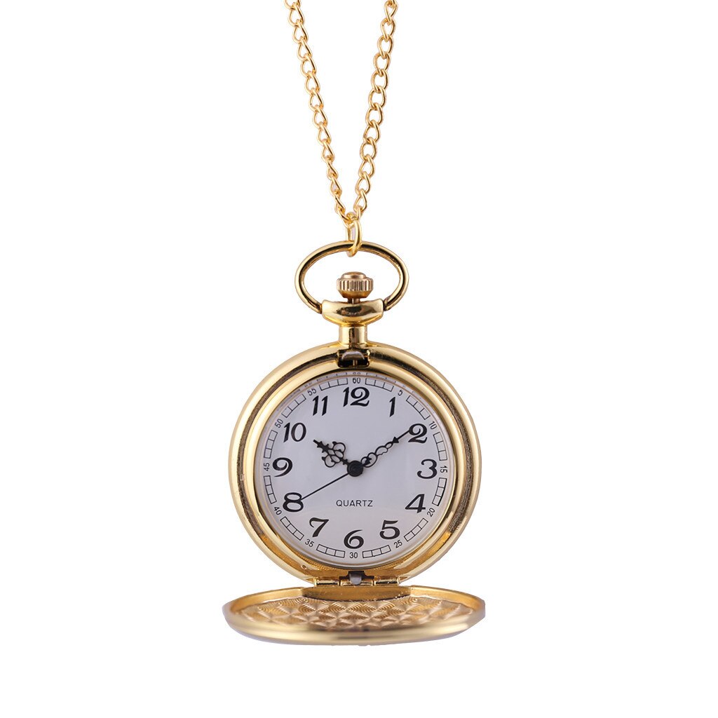 Classic Large Two-faced Gold Pocket Watch Court Style Pocket Watch Quartz Pocket Watch Pendant Chain Necklace Watch Часы: Default Title