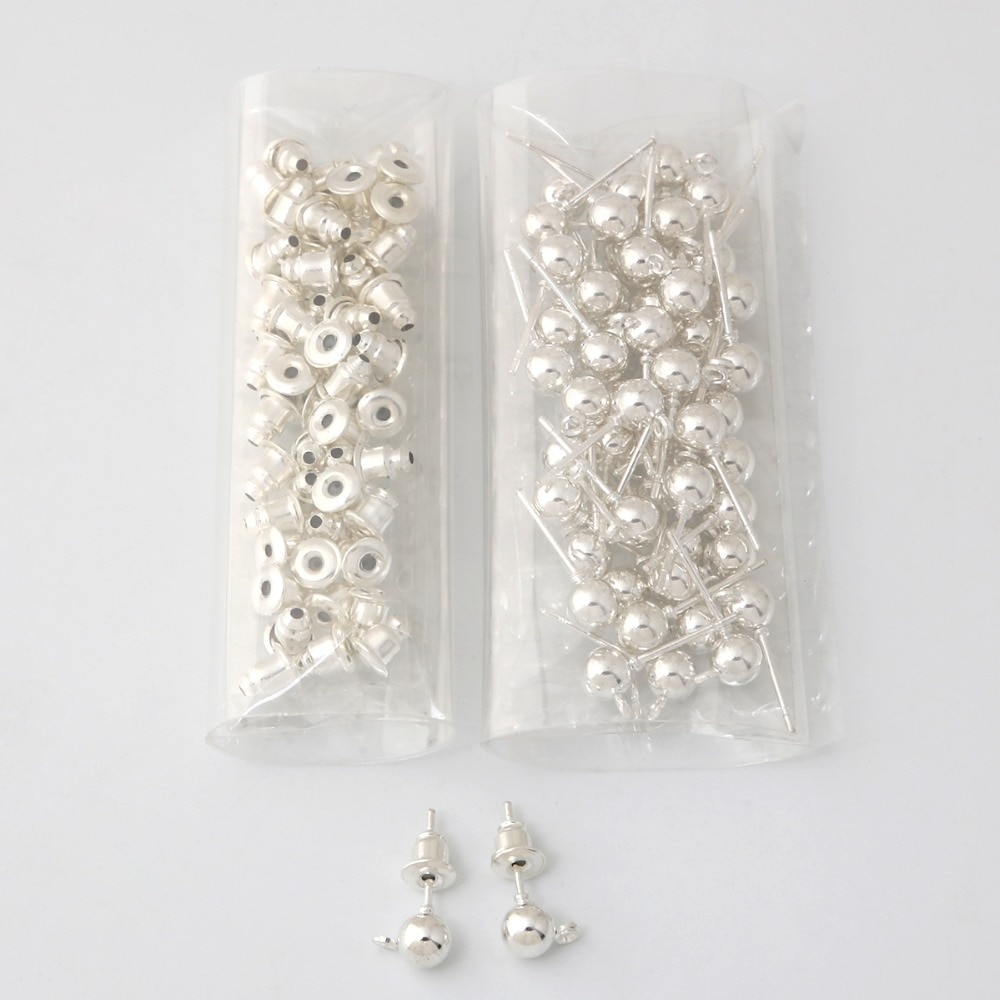 Set van 10 gouden, zilveren 3/4/5mm rhodium geplateerde metalen oorbelstoppers met een blanco basis voor doe-het-zelf oorbellen, sieradenaccessoires