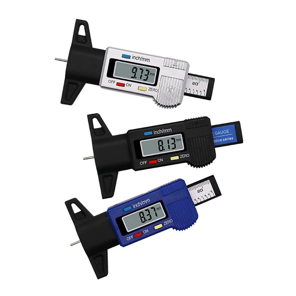 Comprobador de profundidad Digital para neumático de coche 0-25mm Profundidad del dibujo del neumático calibrador medidor calibrador de herramienta de medición pantalla LCD Medición de neumáticos