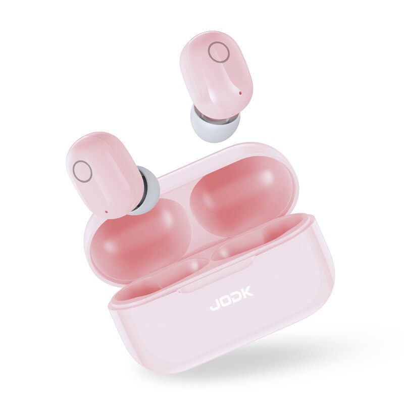 JODK Mini Bluetooth Earphones TWS 5.0 Touch Control Wireless Headphones Stereo Sports Waterproof Earbuds Headset with Microphone: Pink