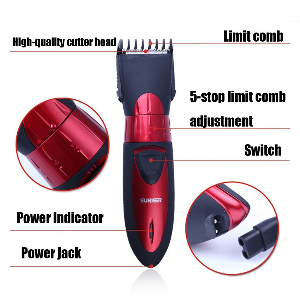 Waterproof Barber Hair Clipper Men Child Electric Cordless Hair Trimmer Grooming Home Cutting Machine Haircut Adjus