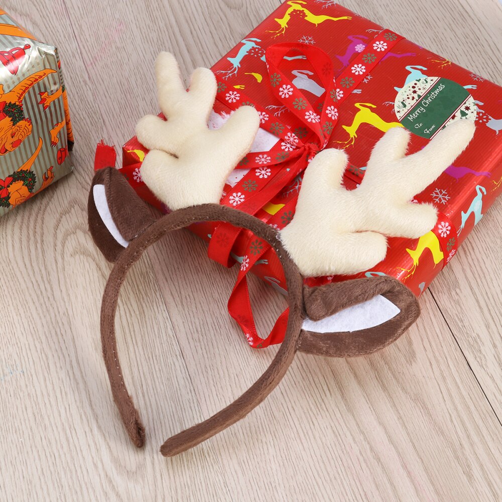Reindeer Antler Hair Hoop Christmas Kids Headband Headwear for Children Christmas Costume Party (Red)