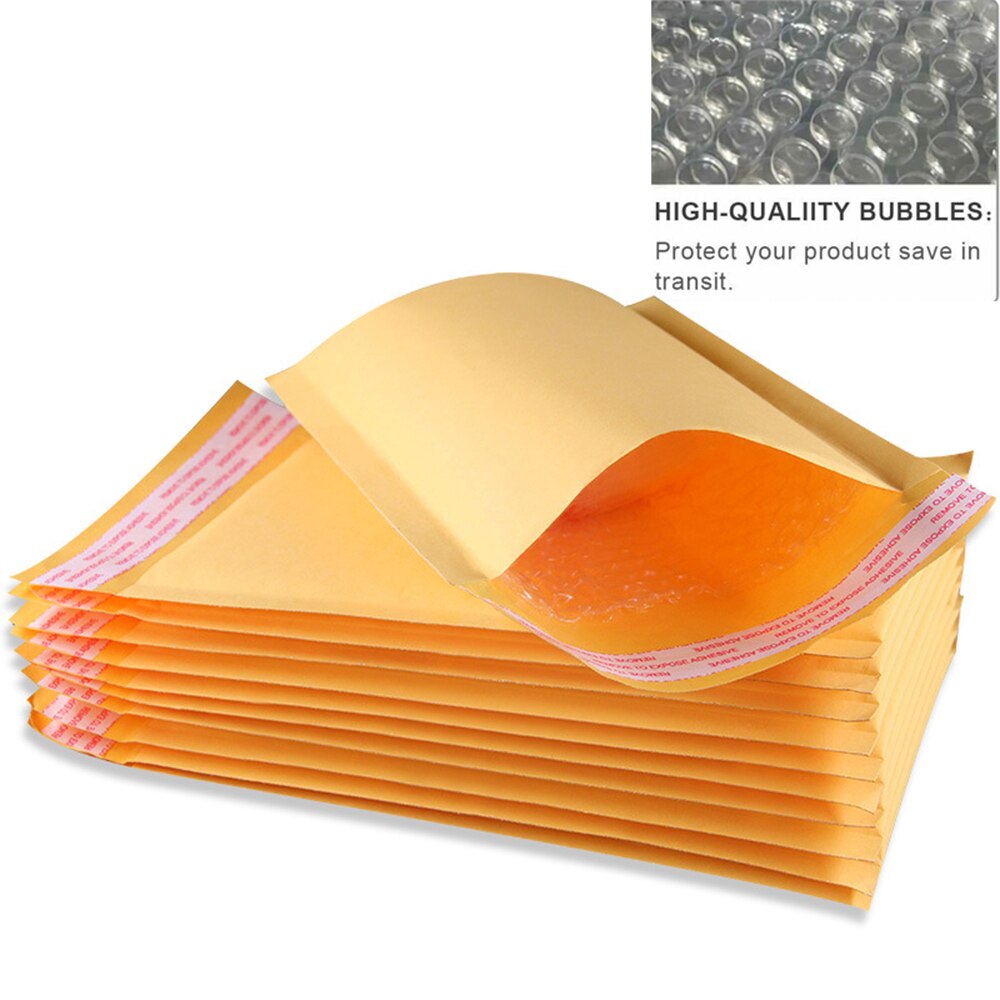10PCS Kraft Paper Bubble Mailers Bags Padded Envelopes Bag Self Adhesive Seal Bag Courier Packaging Storage Bags