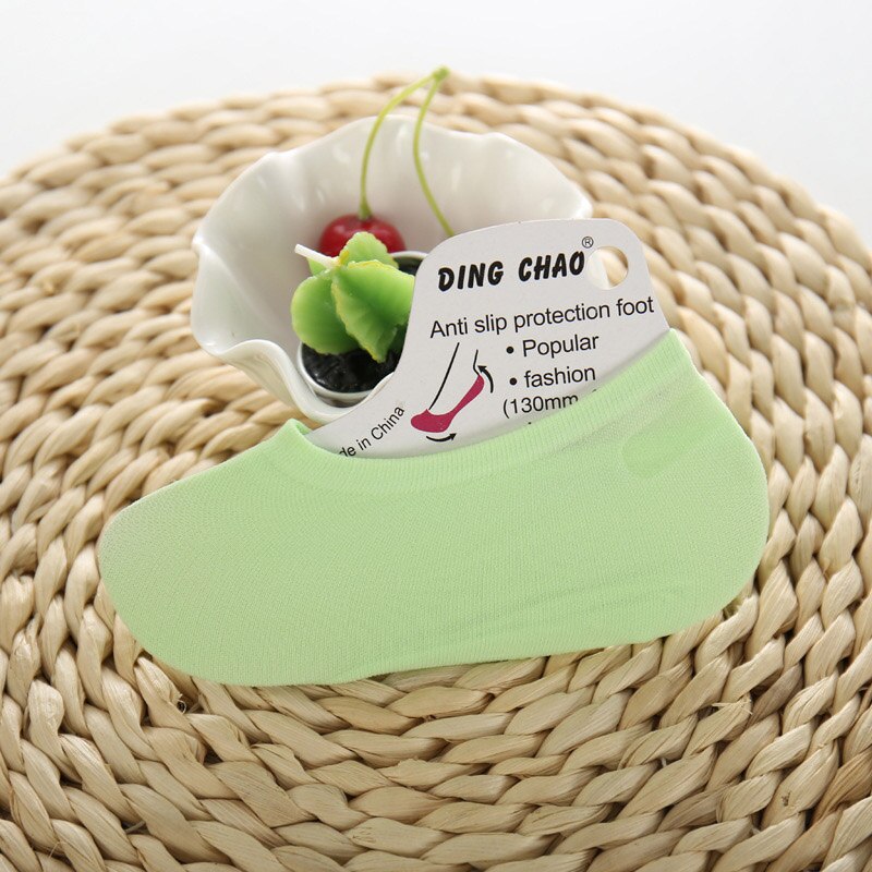 5 Pairs Summer Candy Color Invisible Non-slip Low Cut Socks Female Women Casual Cotton Breathable Girls Ankle Boat Socks: Green