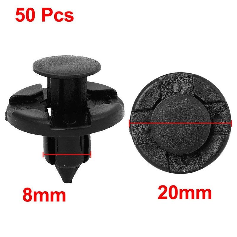 50 Pcs plastic Drive Rivets Mud Flaps Bumper Fender Push clips For Nissan 8mm bumper fender drive rivit clip