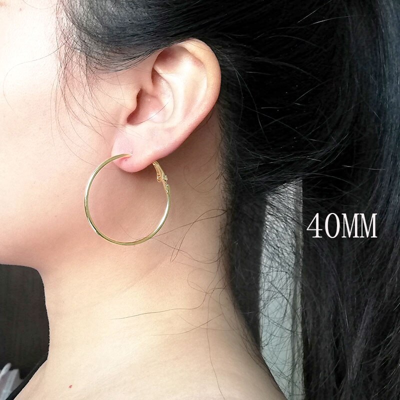 Super Big Hoop Earrings Round Female Lron Thin Hoops Ear Rings Large Circle Creole Huge Gold Earring Women Huggies Personality: gold 40mm