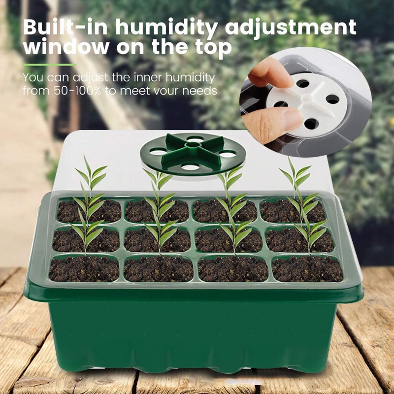 12-Hole Plant Nursery Pot Greenhouse Breeding Box Plant Flower Planter Box Propagation Gardening Planting Start Germination Box