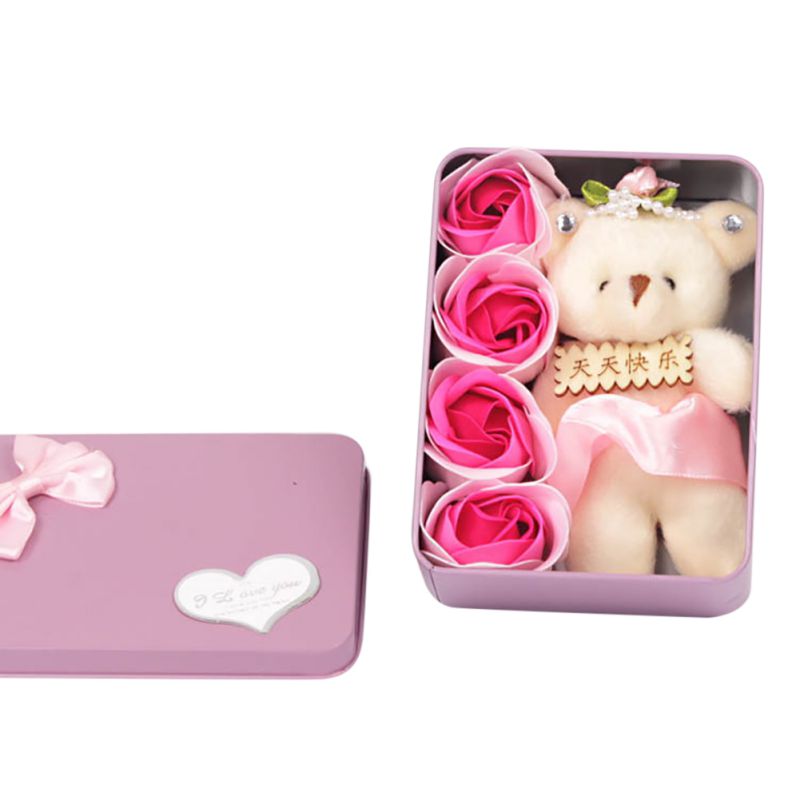 Valentijnsdag rode roos teddybeer roos kunstmatige decoratie kerst voor meisjes vrouwen valentijnsdag zeep