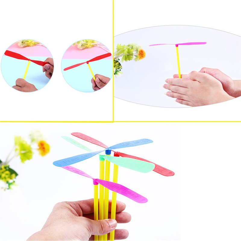100 Pcs Plastic Bamboe Libelle Propeller Outdoor Speelgoed Kinderen Kids Vliegende Bamboe Vlot Juguetes #4AA15