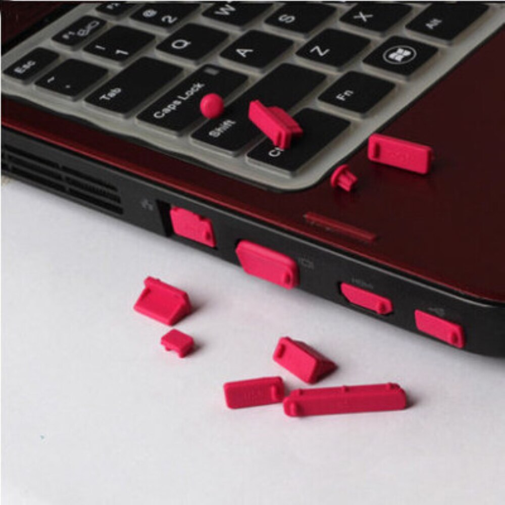 16 Stks/set Laptops Stof Plug Universele Elastische Siliconen Anti-stof Notebook Computer Poort Protector Stofdicht Stopper Cover: Rood