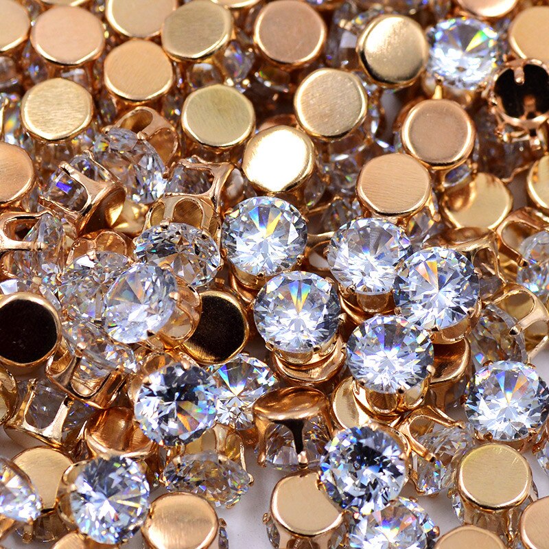 6mm 8mm 100 stks Naaien Clear Zirkoon Kristallen Klauw Steentjes Bridal Crystal Applicaties Naaien Op Stenen Platte Achterkant strass Voor Jurk