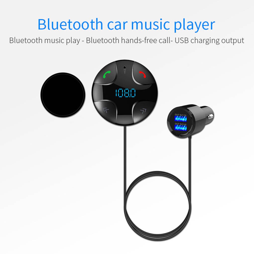 Wireless Bluetooth 4.2 Handsfree Car Kit FM Transmitter Vehicle MP3 Player Dual USB Charger
