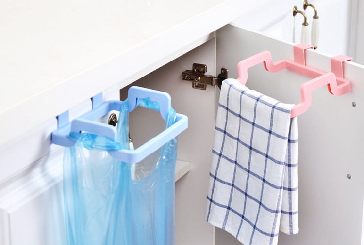 1pcs Portable Garbage Bag Kitchen Storage Hanging Trash Garbage Rubbish Kitchen Carrier Plastic Bag Bin Sack Hanger Holder