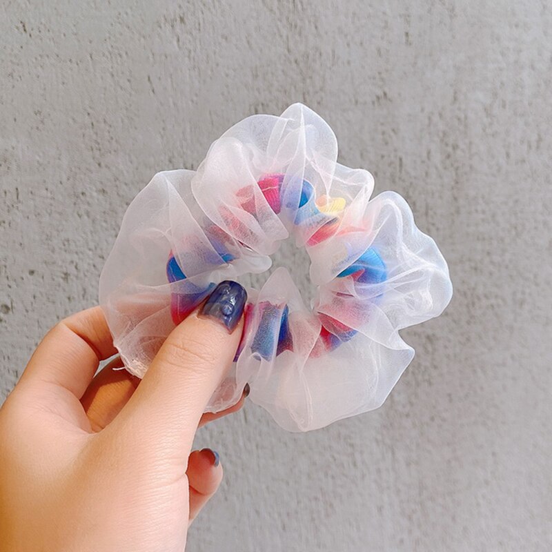 Blød chiffon kvinder hår scrunchie elastiske hårbånd jule strækbart hår bånd hestehale lilla ensfarvet tilbehør: 06
