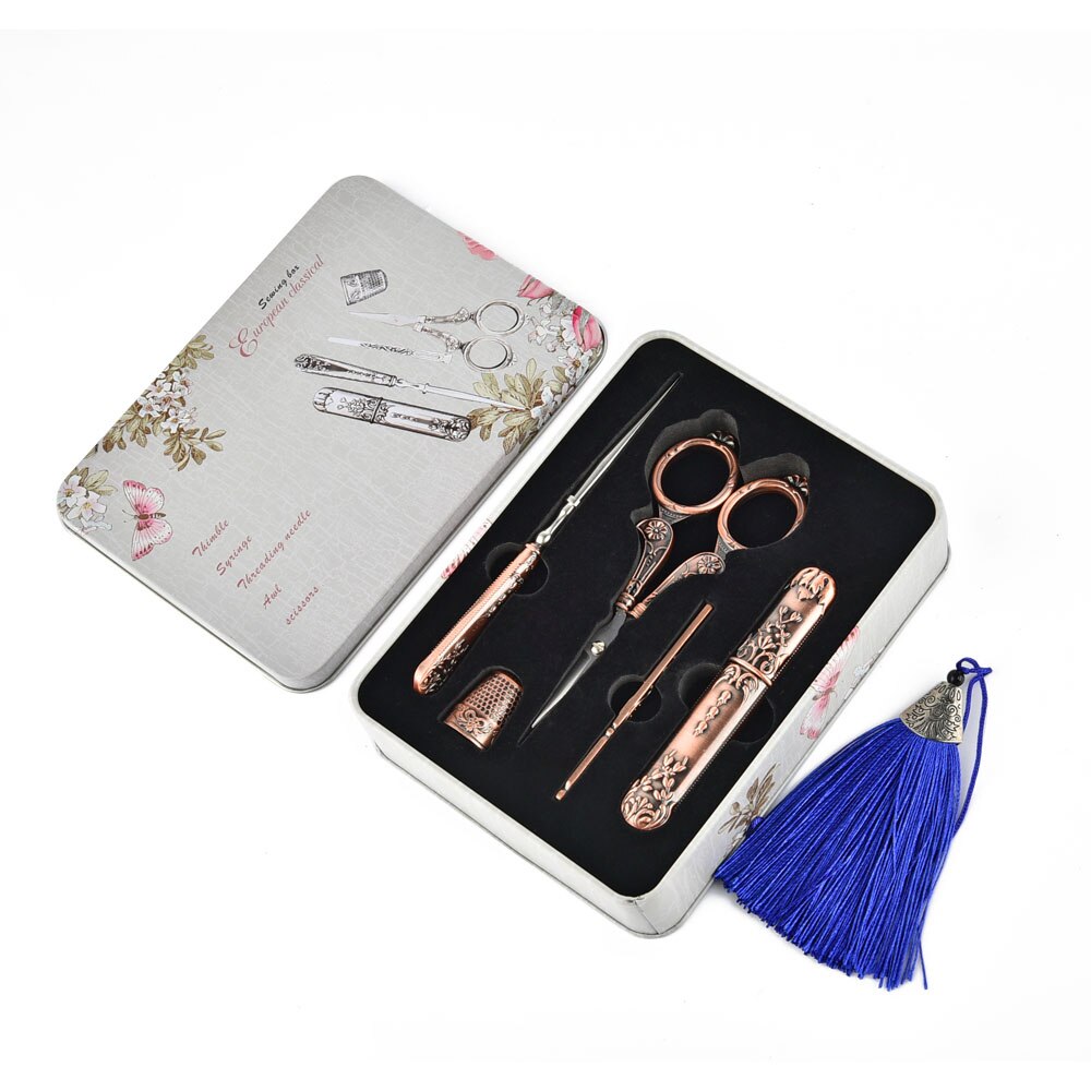Vintage Scissor Sewing Tool Set Embroidery Tailor Scissor Case Needle