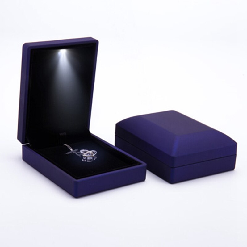 Luz LED Pequeño anillo collar DisplayTravel joyas Cajas de para boda compromiso San Valentín Navidad