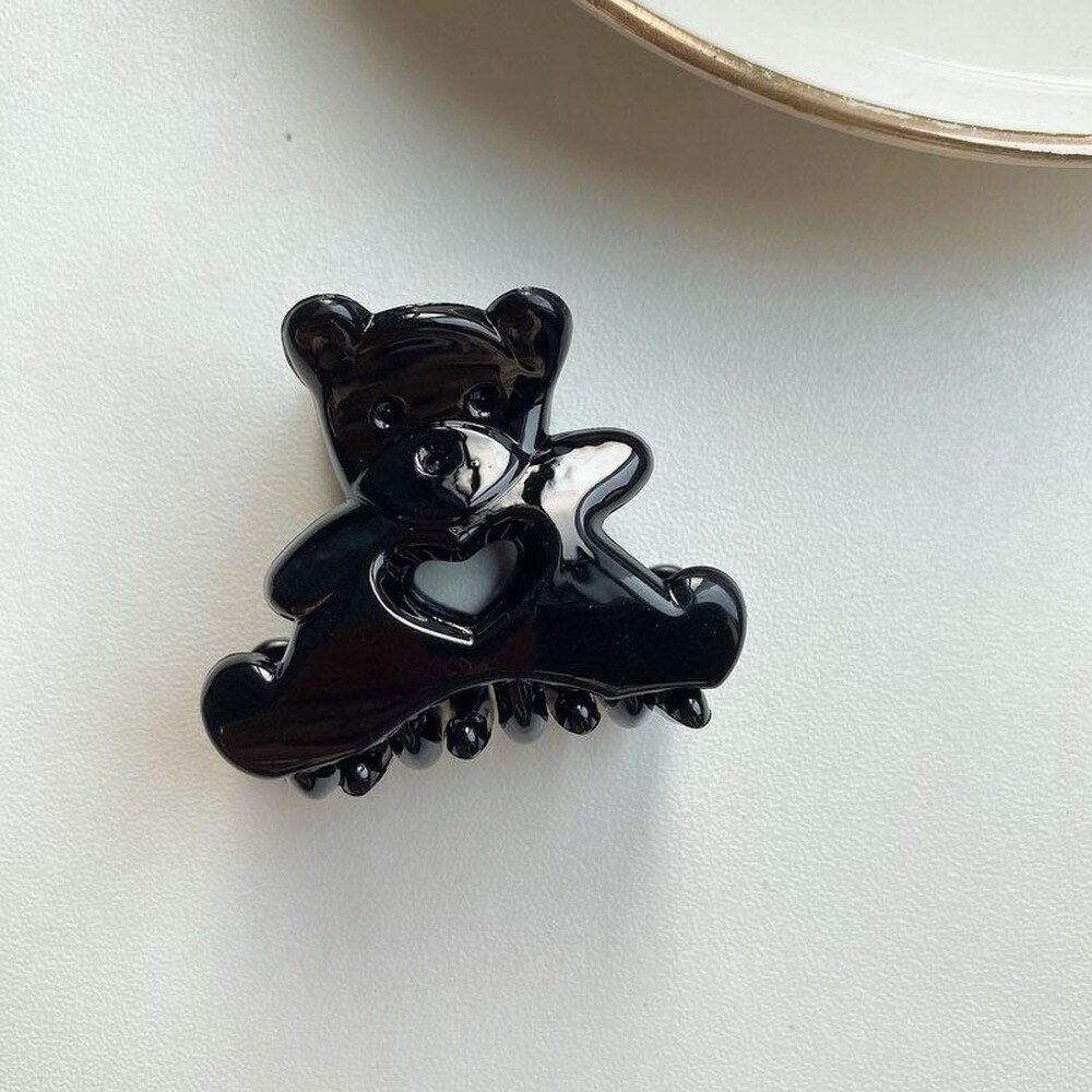 2Pc Koreaanse Kawaii Beer Haar Clip Klauw Klem Voor Vrouwen Meisjes Kids Haarspeld Krab Hoofdband Haar Washface Accessoires hoofddeksels: 2PC  black