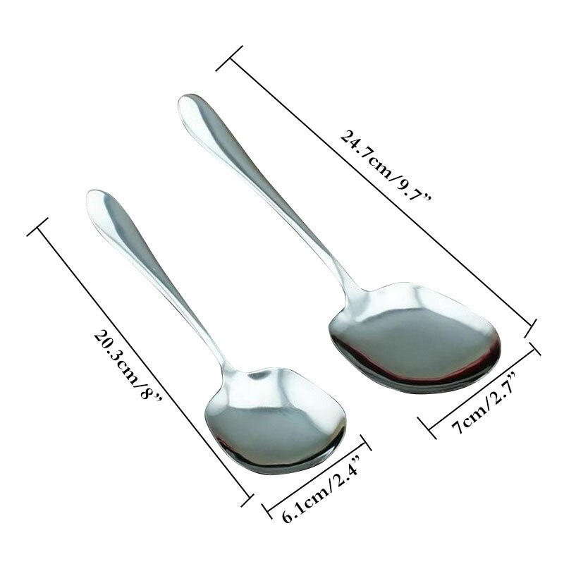 Salad Serving Spoon Stainless steel Table Spoon Set Public Buffet Dinner Spoon Long Handle Christmas Restaurant Party Tableware