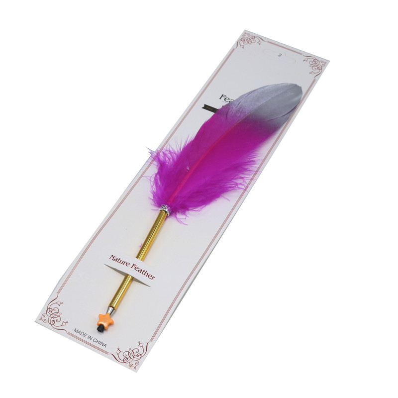 1 stuk balpen met ganzenveer, gouden spuitverf, metalen balpen, handtekeningpen, kerst- of trouwpen: Roze