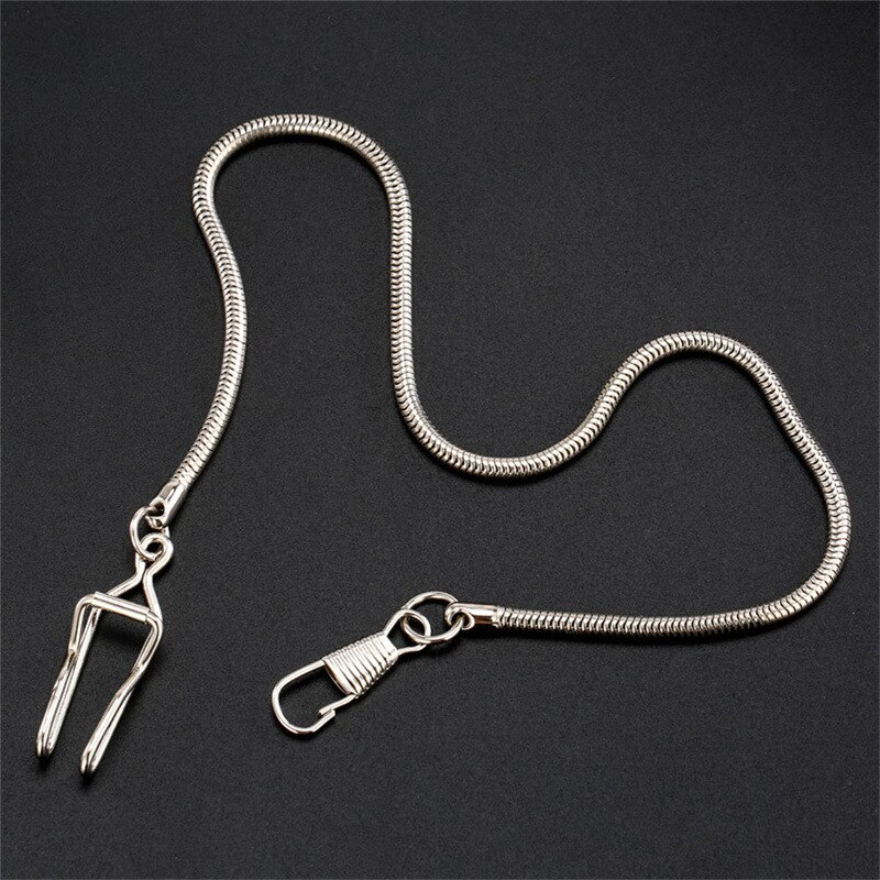 Ouywei-Cadena de acero inoxidable para reloj de bolsillo mecánico, accesorio para , plata, bronce, negro, dorado: ChainC Silver