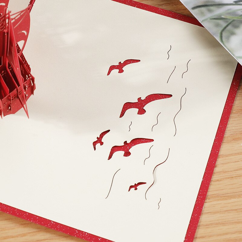 3D drążą stereofoniczny żaglówka kartki okolicznościowe kreatywne wizytówki świąteczne kartki świąteczne dziękuję