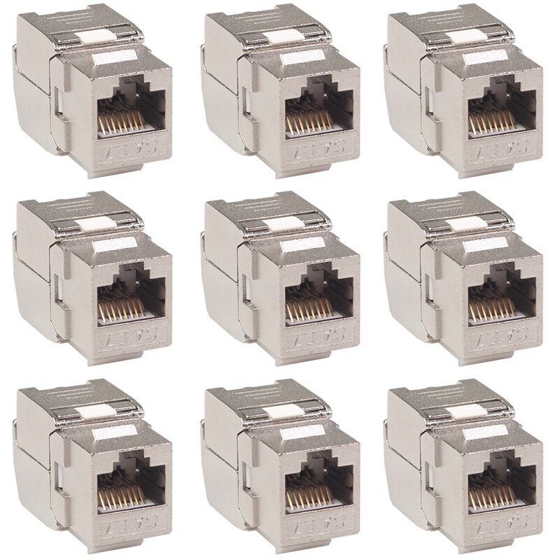 12 Pcs RJ45 Keystone Cat7 Cat6A Shielded FTP Zinc Alloy Module Network Keystone Jack Connector Adapter 10GB Network: Default Title