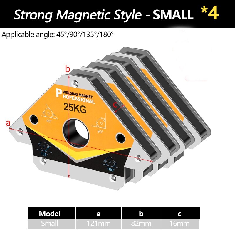 Sterke Magnetische Lassen Hoek Houder Ijzer Zuig Lassen Haakse En 90-Graden Lassen Klepstandsteller Lassen Hulpgereedschappen: 4PCS  Upgrade S
