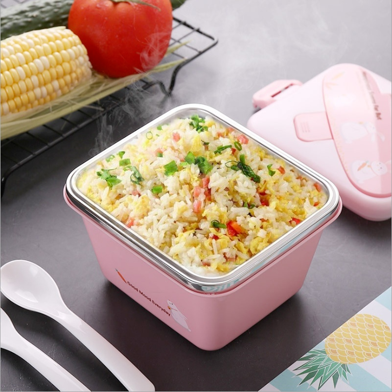 Lovely Cartoon Thermal Insulated Lunch Box Bento Picnic Food Container Plastic Stainless Steel bento