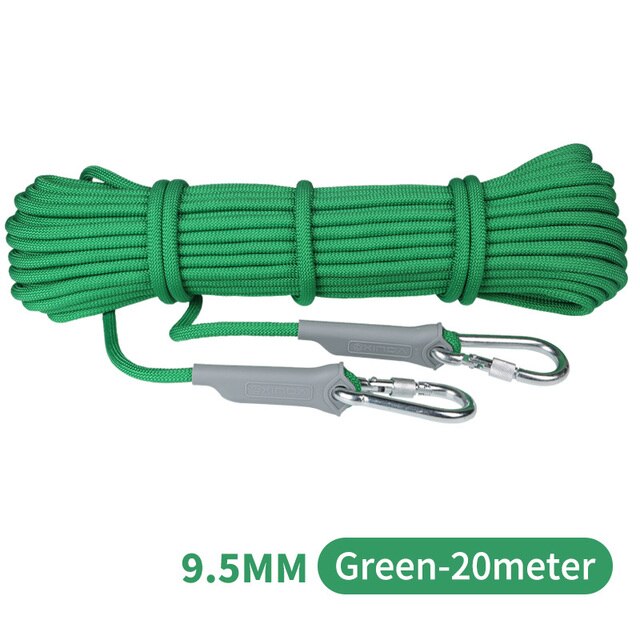 20m Outdoor Klettern Seil 12mm Hohe Festigkeit Klettern Sicherheit Seil Camping Wandern Notfall Überleben Kit: 9.5mm-20meter-Green