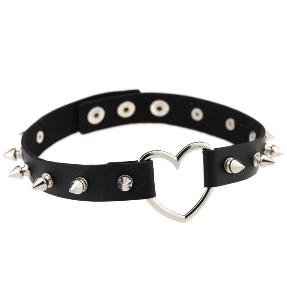 Gargantilla de corazón con pinchos para mujer, Gargantilla gótica cuello tachonado punk para mujer y niña, joyería gótica negra para mujer, accesorios