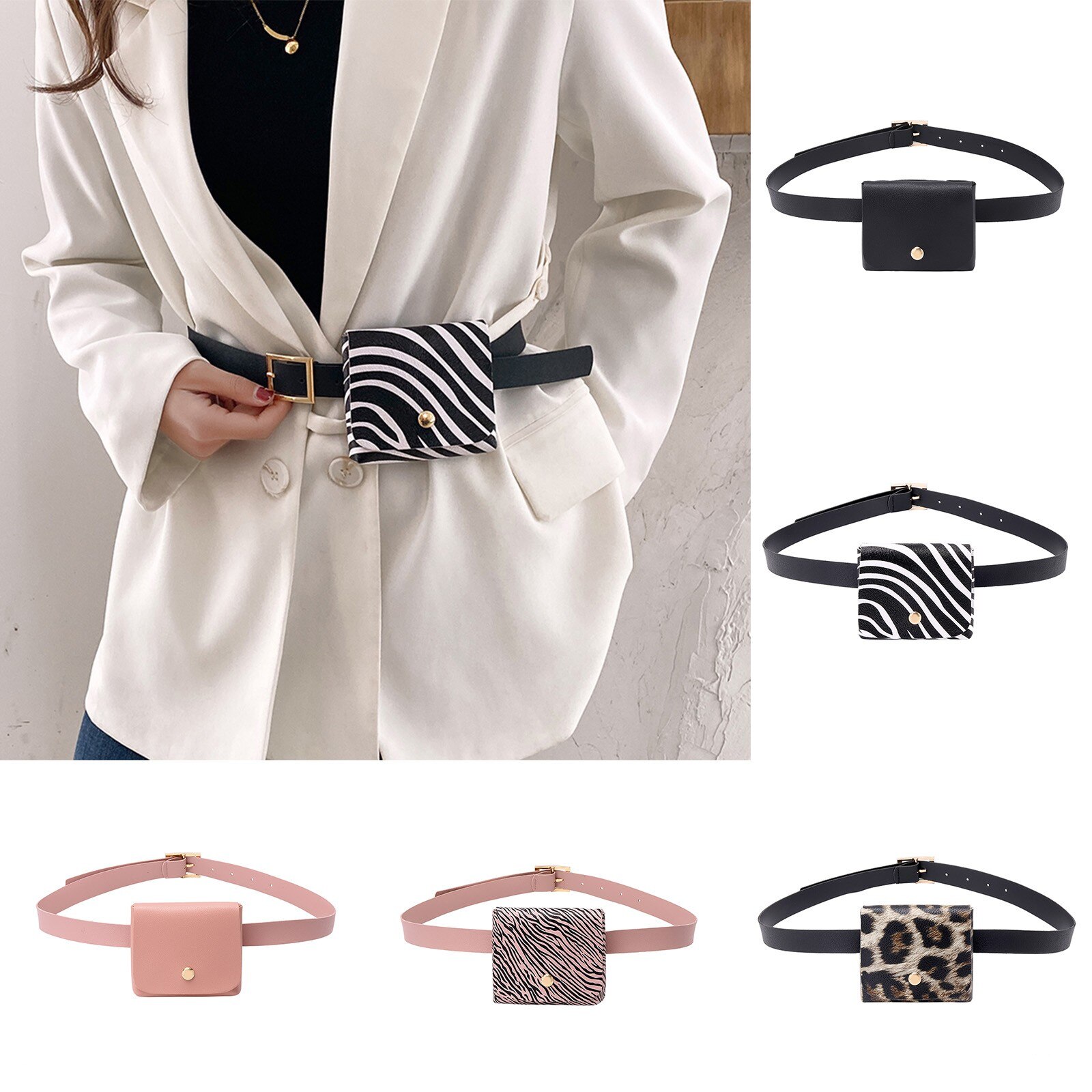 Luipaard Taille Packs Dames Mode Riem Kleine Taille Zakken Casual Wild Riem Kleine Vierkante Tas Сумка Женская Сумка На Пояс