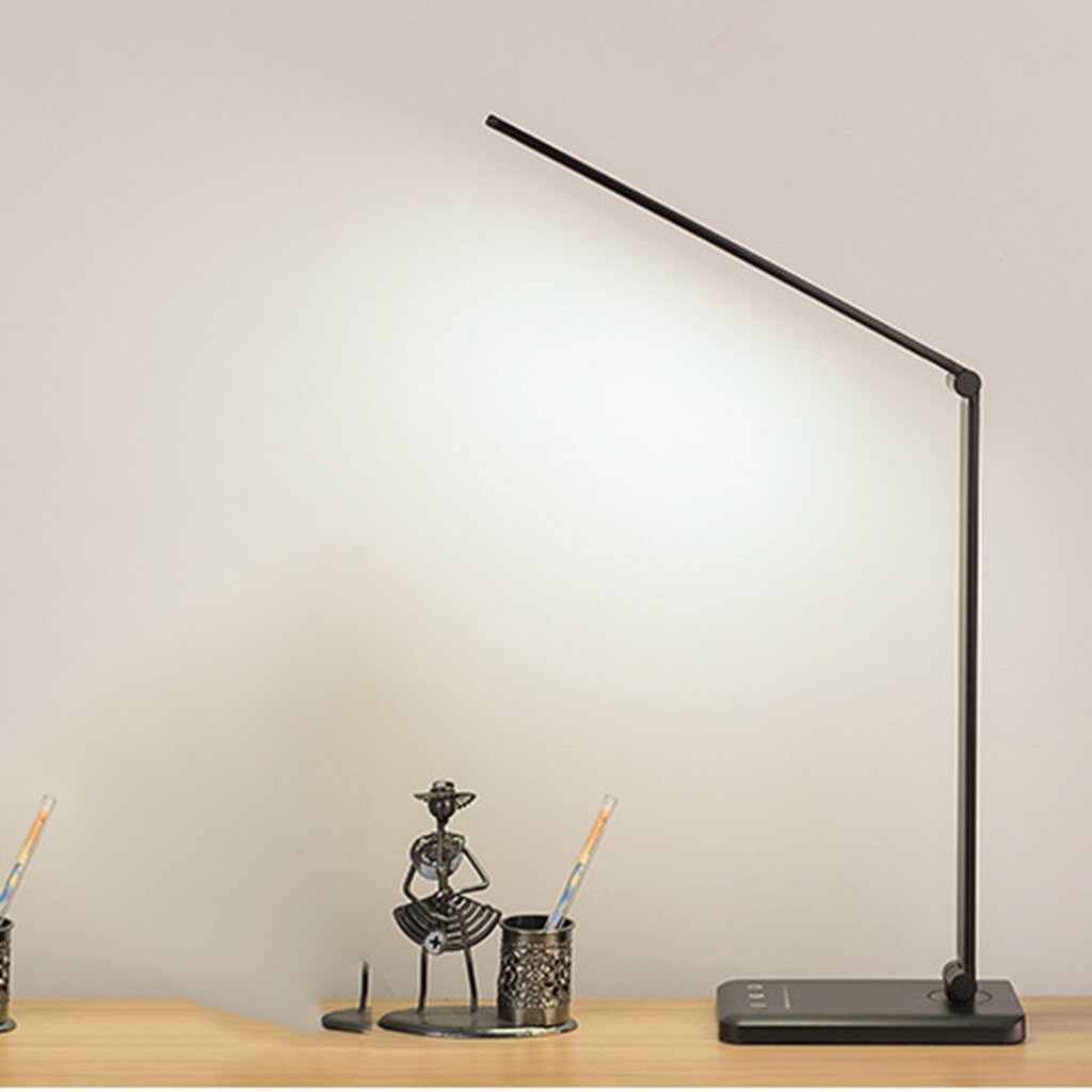 Dimmable LED Desk Lamp, Eye-caring Table Lamps, Dimmable Office Lamp with USB Charging Port, 5 Lighting Modes with 5 Brightness: Black