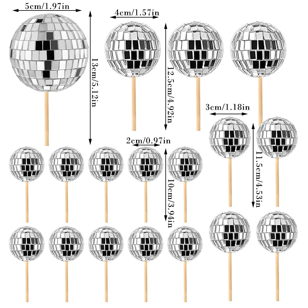 Mirror Ball Cake Decoration Silver Disco Balls Cake Topper Disco 80s Party Cupcake Toppers Wedding Birthday Christmas Supplies: light green